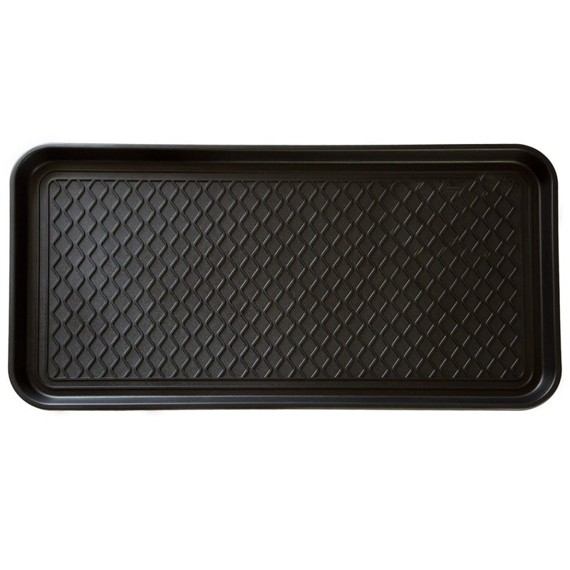 Stalwart 75-ST6012 All Weather Boot Tray-Water Resistant Plastic Utility Shoe Mat for Indoor and Outdoor Use in All Seasons (Black), Large - Image 1